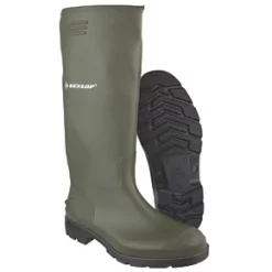 Dunlop Pricemaster 380VP Metal Free Non Safety Wellies Green Size 6 -Deals Safe Step Boots Store 6495C A2