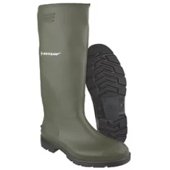 Dunlop Pricemaster 380VP Metal Free Non Safety Wellies Green Size 5 -Deals Safe Step Boots Store 8910C A2